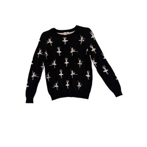 Twik Simons Black Pink Ballerina Knit Sweater Small Balletcore Crewneck P/S
